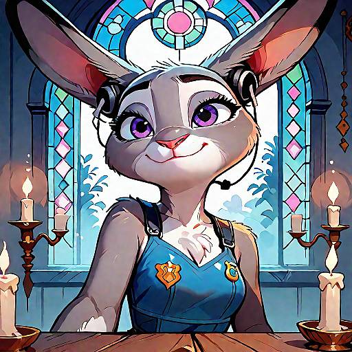 Cozy Judy Hopps Stained Glass Selfie
