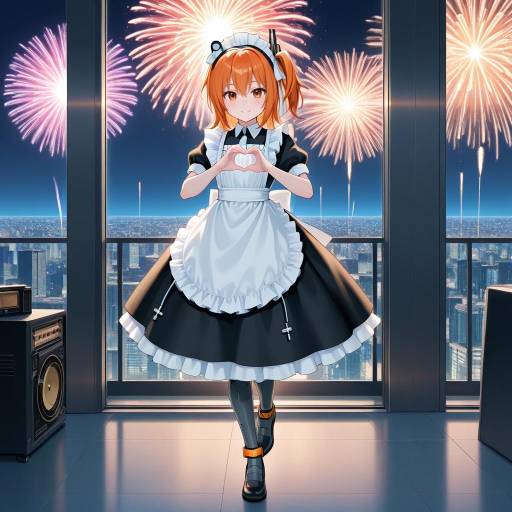 Futuristic Android Maid with Heart Hands