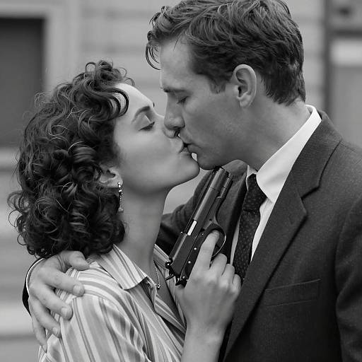 Intimate Black and White Kiss Photograph