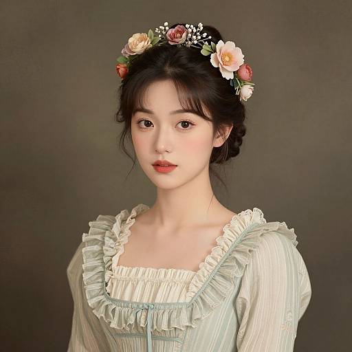 Romantic Era Woman in Vintage Dress