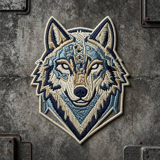 Cybernetic Wolf Brutalist Synthwave Emblem