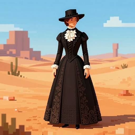 Victorian Fashion in Pixel Desert