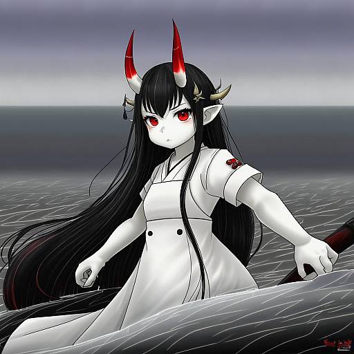 Illustration of Anchorage water oni, kantai collection in the style of Giraffe (ilconte)