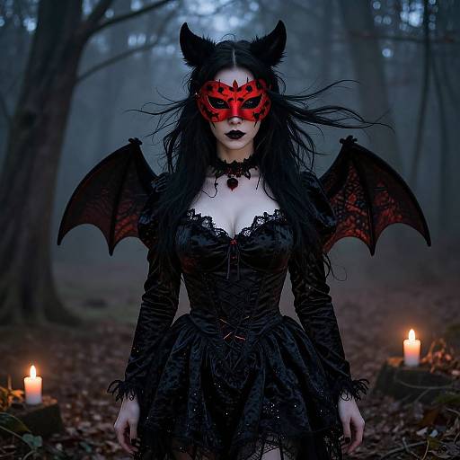 Eerie Woman in Haunted Halloween Forest