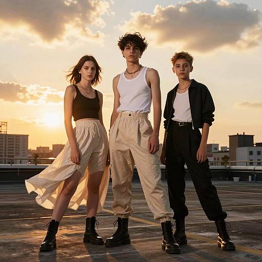 Bold Crossdresser Teens on Rooftop