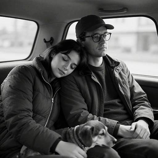 Intimate Black-and-White Car Portrait