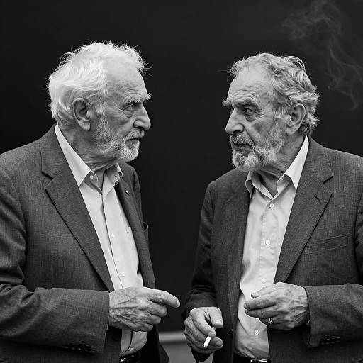 Intense Encounter: Elderly Men in Suits