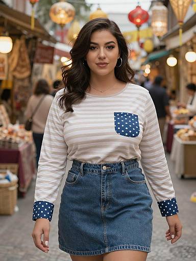 Curvy Woman in Stylish Bazaar Scene