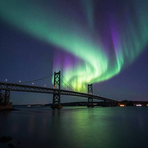 Mackinac Bridge Beneath Northern Lights