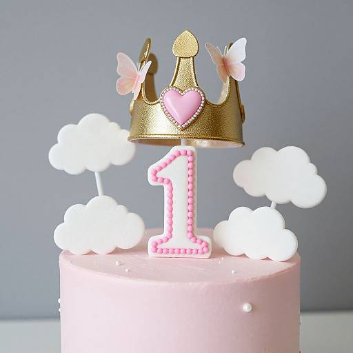 Elegant Pink Princess First Birthday Cake
