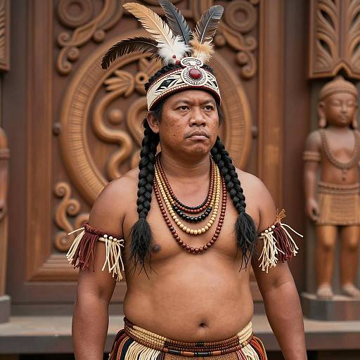 Samoan Man in Traditional Taualuga Costume