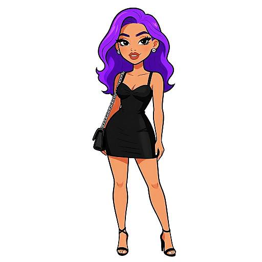 Chic Woman in Black Mini Dress