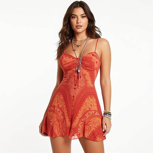 Boho Chic Woman in Paisley Sundress