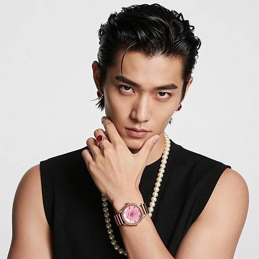 Elegant Model with Striking Accessories