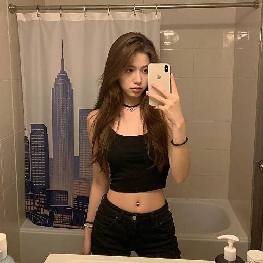 Stylish Mirror Selfie in Bathroom