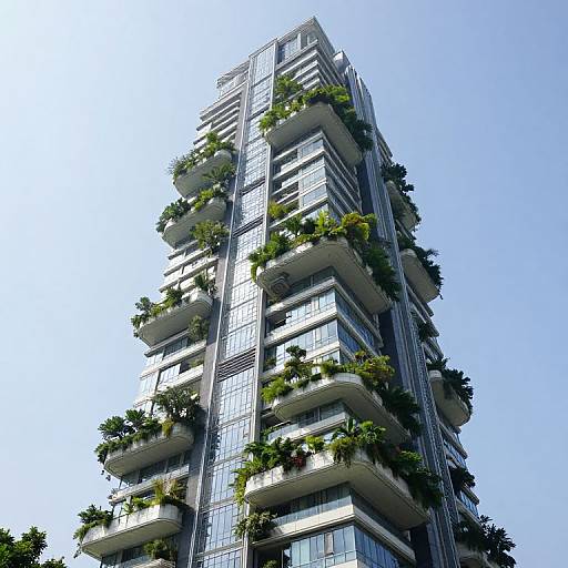 Transparent Skyscraper with Cascading Greenery