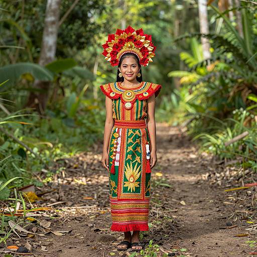 Filipina Woman in Traditional Tribal Costume