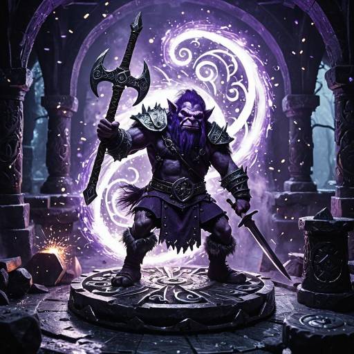 Mystical Troll Blacksmith in Enchanted Forge