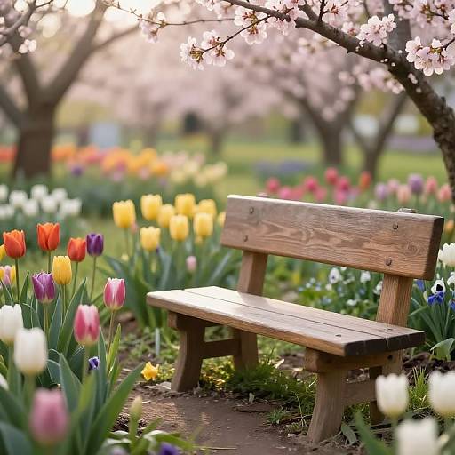 Early Spring Blooming Garden Scene