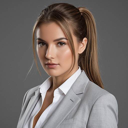 Professional Businesswoman in Gray Suit