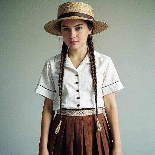 Rey Girl Costume with Braids and Hat