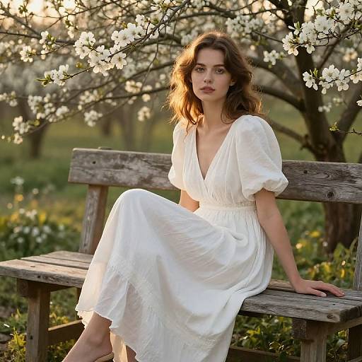 Girl in White Dress at Golden Hour