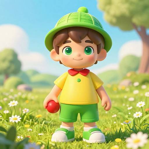 Cheerful Boy in Sunny Meadow