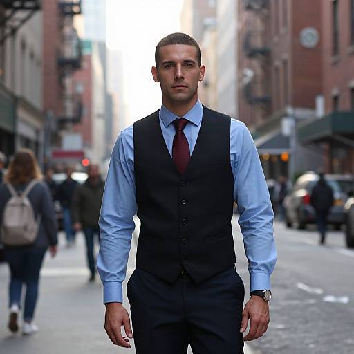 Confident Man in Urban Morning Scene