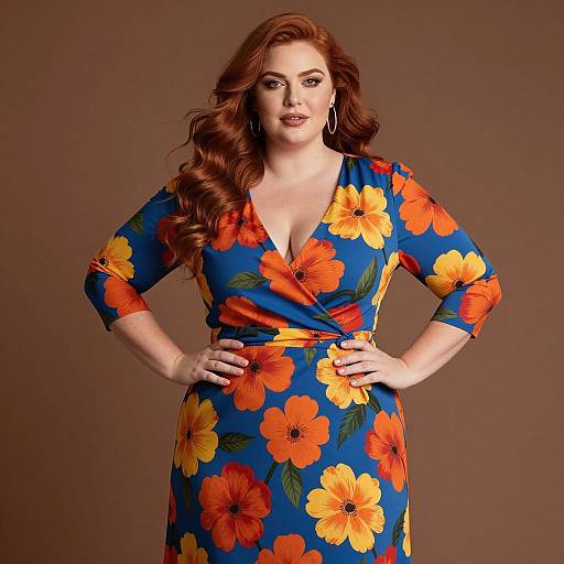 Plus Size Woman in Floral Dress