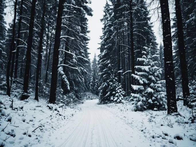 Mysterious Dark Snowy Forest Wallpaper
