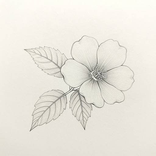 Botanical Outline Sketch with Fine Details