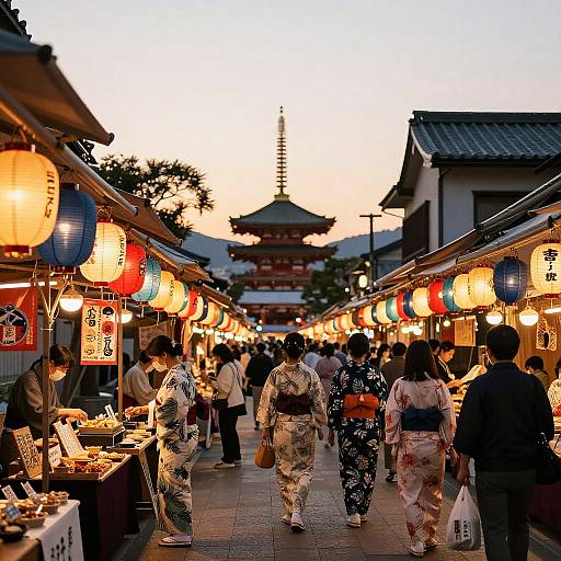 Vintage Japanese Festival Street Market