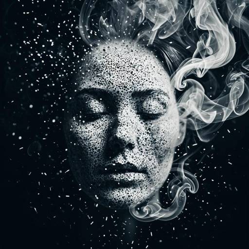 Abstract Surreal Face with Smoke and Particles