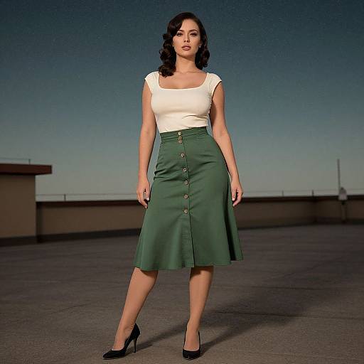 Vintage Chic Woman on Wonderland Rooftop