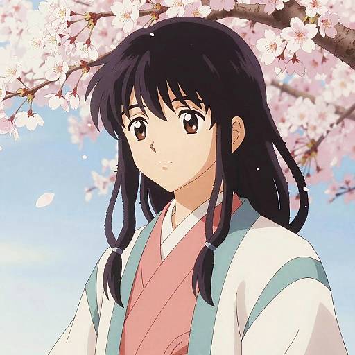 Anime Portrait with Dreadlocks and Cherry Blossoms