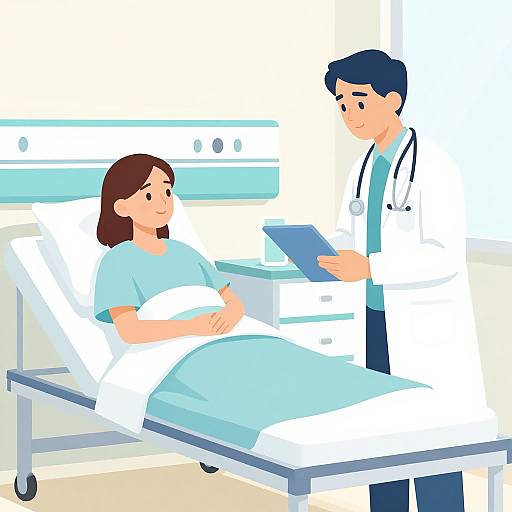 Hospitalized Woman Talking to Doctors