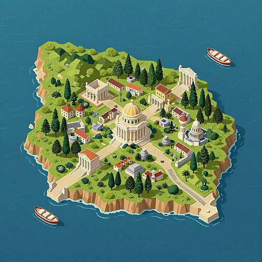 Isometric Roman Empire Island Illustration