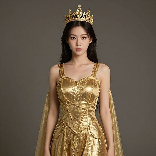 Woman in Elegant Gold Costume