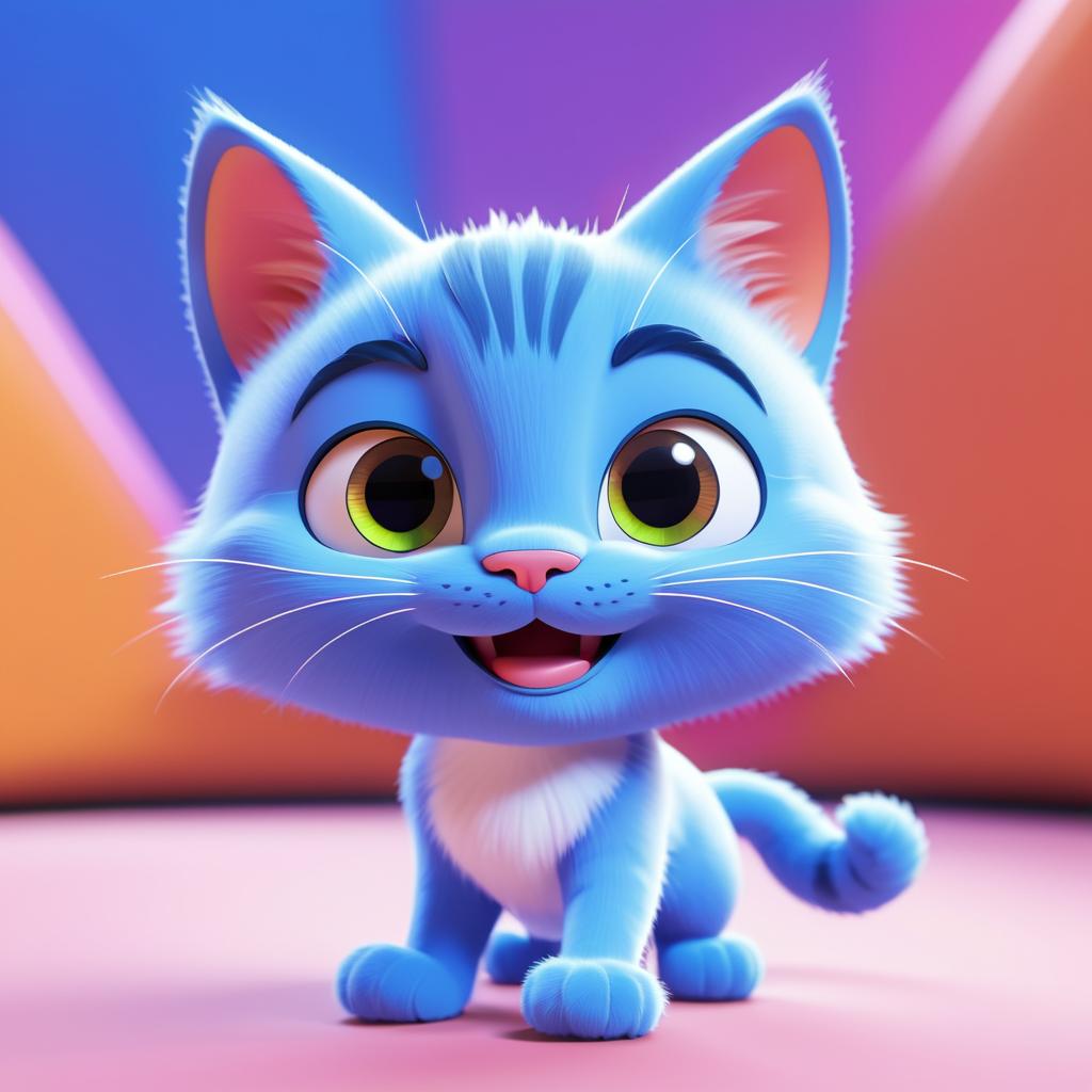 Playful Pixar-Style Cat Cartoon Face