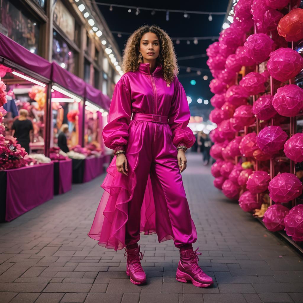 Sporty Elegance at the Night Market