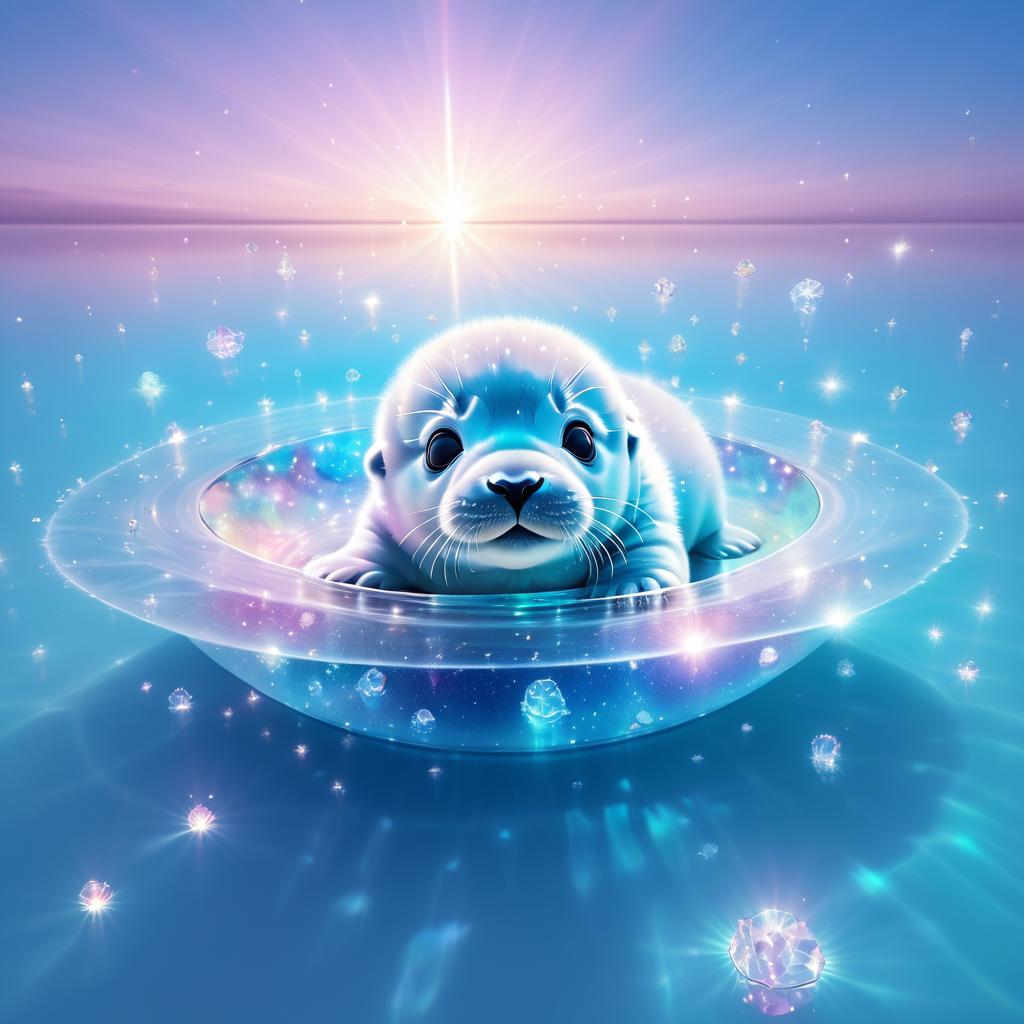 Ethereal Seal Pup in a Dreamy Lagoon