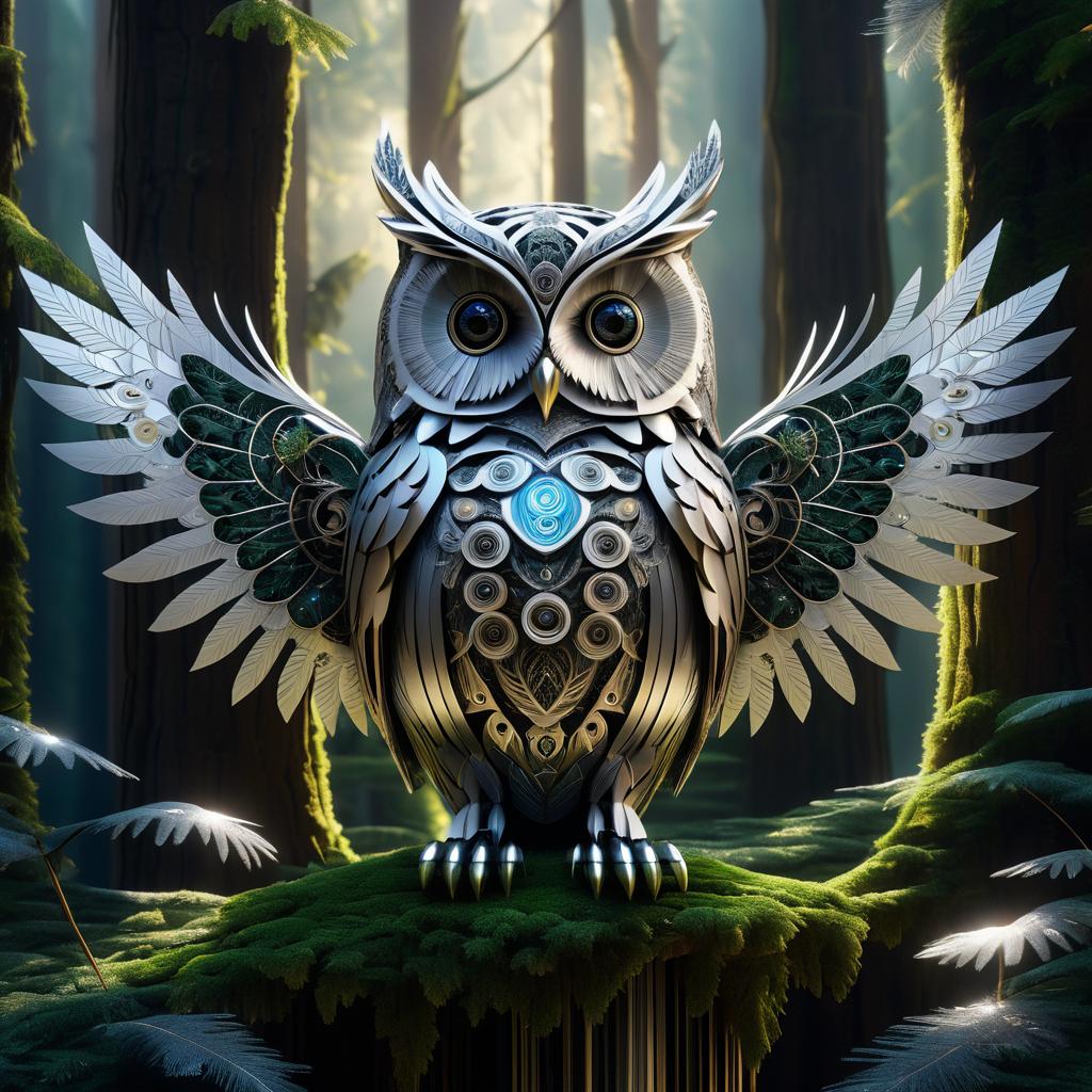 Enchanted Owl with Robotic Wings