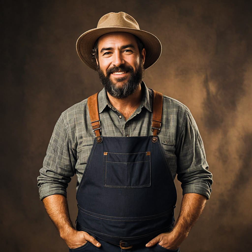 Joyful Farmer Portrait with Modern Background