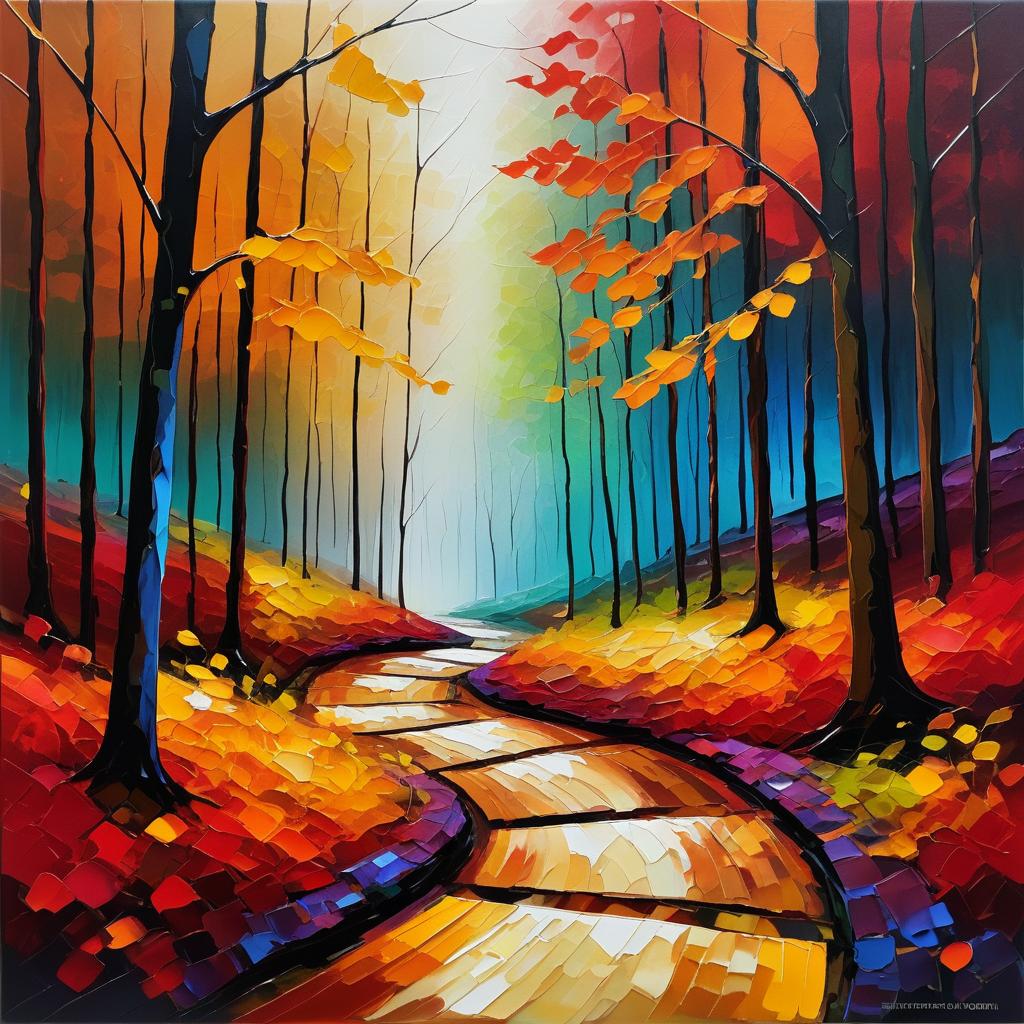 Vibrant Autumn Forest Abstract Art