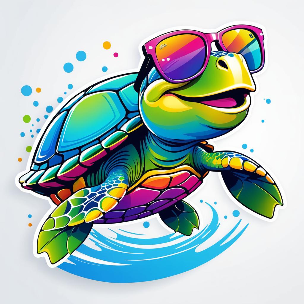 Playful and Cheerful Turtle Illustration