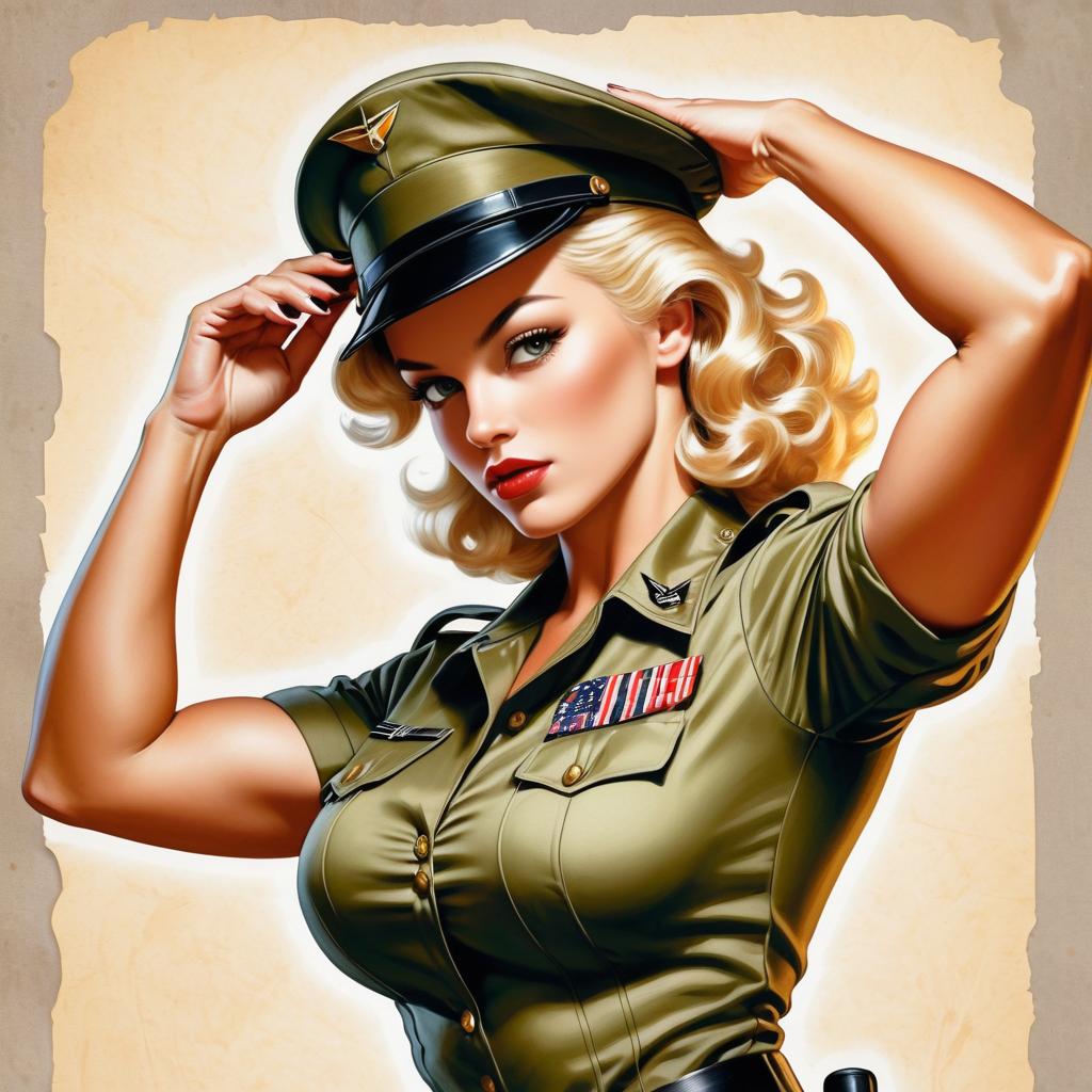 Muscular Pinup Fitness Model Poster Art