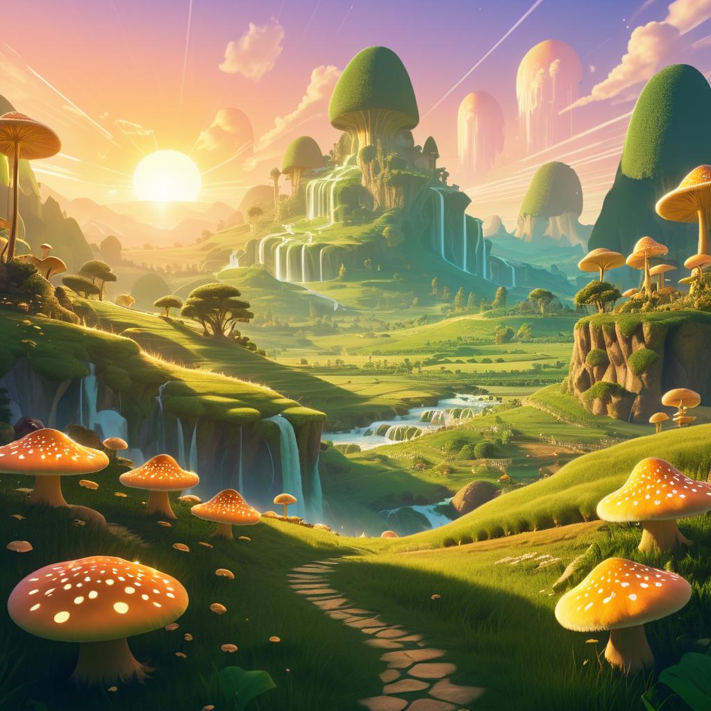 Enchanted Fantasy Landscape at Sunset