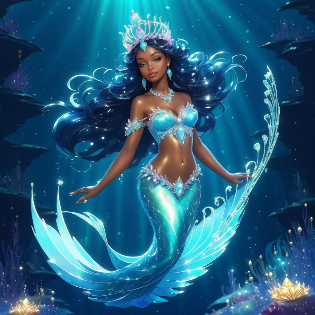 Mystical Mermaid with Sparkling Tiara Art