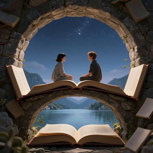 Dreamers on a Magical Book Bridge