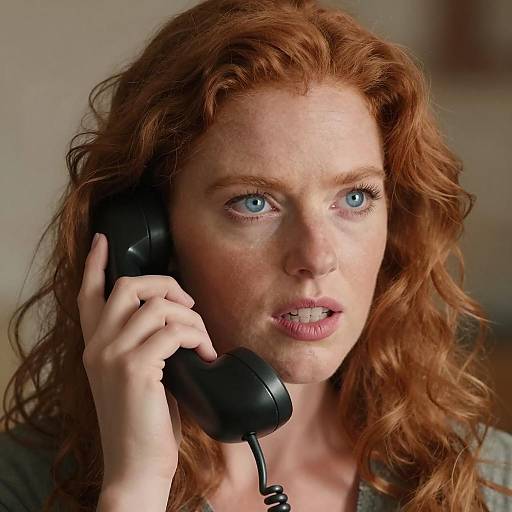 Intense Redhead Woman on Phone